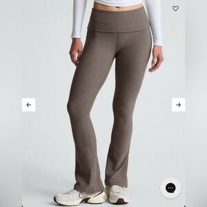 Beyond Yoga Spacedye Foldover Bootcut Pants Large Umber Heather
